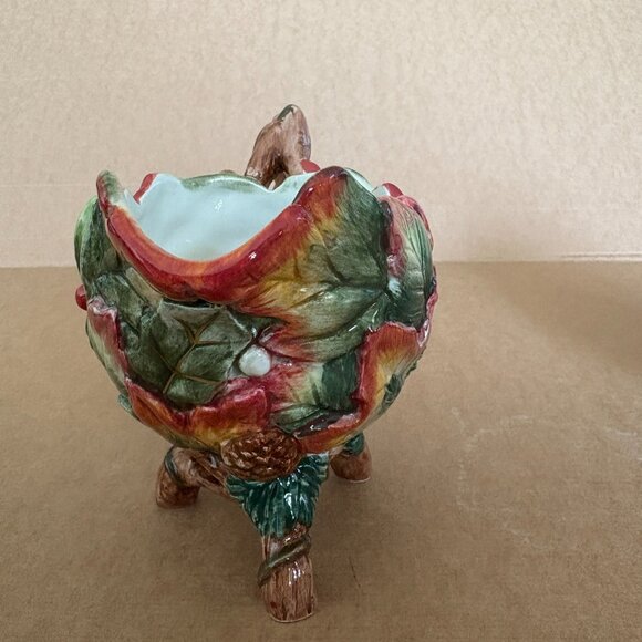 Fitz & Floyd Christmas Lodge Holly Pinecone Sugar Creamer - Picture 6 of 16